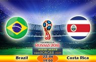 Trực tiếp bóng đá Brazil vs Costa Rica (19:00 – 22-06)