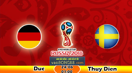Trực tiếp bóng đá Đức vs Thụy Điển (0100 – 24-06)